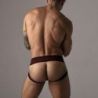 Jockstrap LEATHERETTE ZIPPED Noir-Rouge