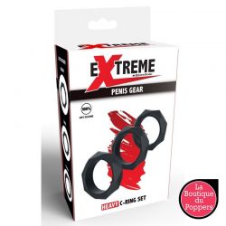 Lot de 3 Cockrings Silicone Heavy C-Ring Noirs