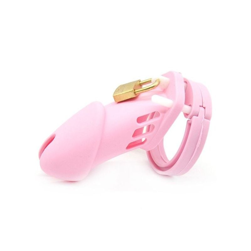 Cage de chasteté Silicone Bran 9  x 3cm Rose pas cher