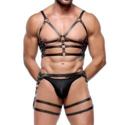 Harnais En Cuir Torse et Cuisses Leatherset M/L