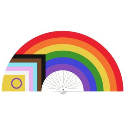 Eventail géant 60cm ARC EN CIEL LGBTQR+  pas cher