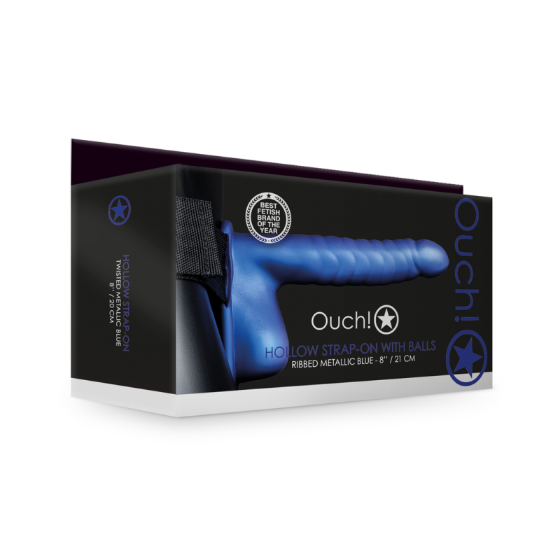 Gode Ceinture avec testicules Bleu 17.5x4.4cm