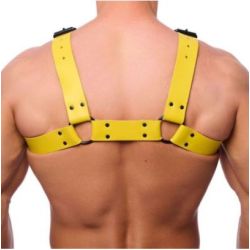 Harnais en cuir Bulldog Jaune