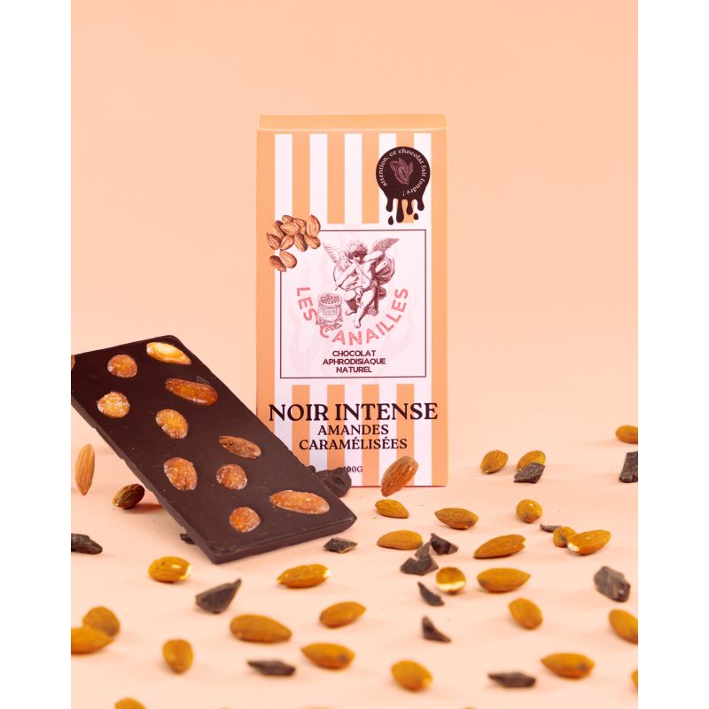 Tablette Chocolat Composees - Base Chocholat Noir Intense / Amandes Caramelises - 100G Tablette Chocolat Composees - Base Chocholat Noir Intense / Amandes Caramelises - 100G