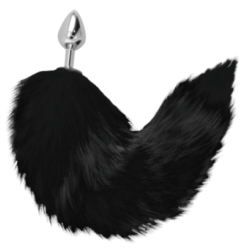 Plug anal argent 8cm avec queue noire Darkness sur La boutique du poppers Plug anal argent 8cm avec queue noire Darkness