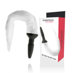 DARKNESS - PLUG ANAL EN SILICONE AVEC QUEUE BLANCHE pas cher