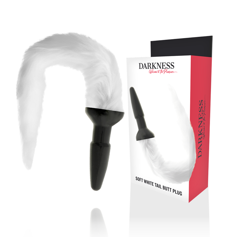 Plug anal en silione avec queue blanche Darkness Plug anal en silione avec queue blanche Darkness