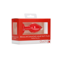 Plug Bijou Anal Silicone Heart Rouge 6 x 2.8 cm pas cher