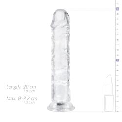 Godemichet en gel sans testicules - 20x3.8 cm Transparent