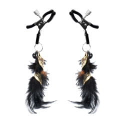 Pinces à tétons avec plumes - Noir et or