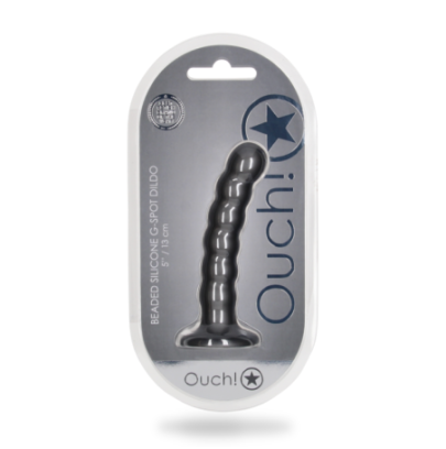 Dildo en silicone avec perles pour le point G - 12.8x2.5cm - Gunmetal