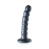 Dildo en silicone avec perles pour le point G - 12.8x2.5cm - Gunmetal