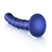 Dildo en silicone G-spot perlé - 12.8x2.5cm - Bleu métallique