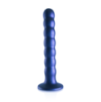 Dildo en silicone à perles pour le point G - 16.4x2.5cm - Bleu métallisé