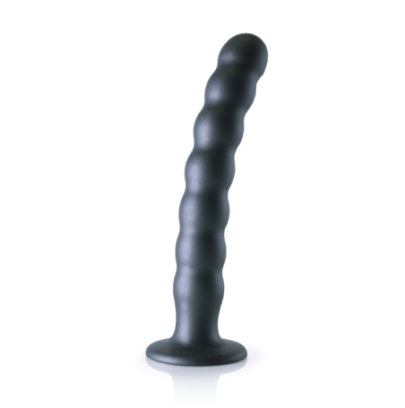 Dildo en silicone pour G-Spot avec perles - 20.4x3.1cm - Gunmetal pas cher