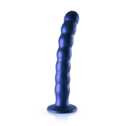 Dildo en silicone pour point G à perles - 20.4x3.1cm - Bleu métallique pas cher