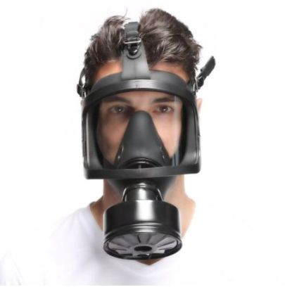 Masque à gaz BDSM FULL VISU Noir pas cher