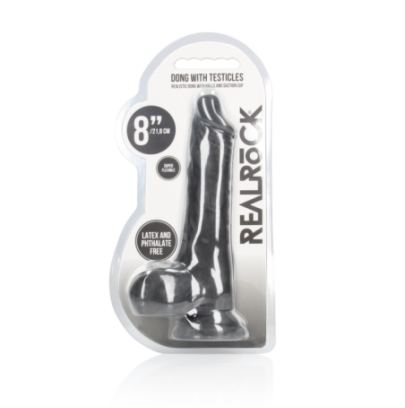 Gode réaliste Noir avec testicules 21.5x4.2cm Realrock