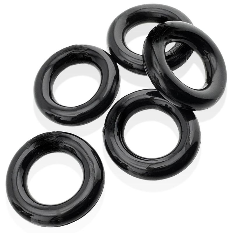 Lot de 5 Cockrings étirables Jacker 5-Stack 22mm Noirs Lot de 5 Cockrings étirables Jacker 5-Stack 22mm Noirs
