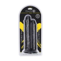Double Gode Réaliste Double Titan – 24,5 cm – Noir