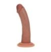 Gode Réaliste Vibrant Courbé Double Densité avec Ventouse – 15,5 cm – Beige