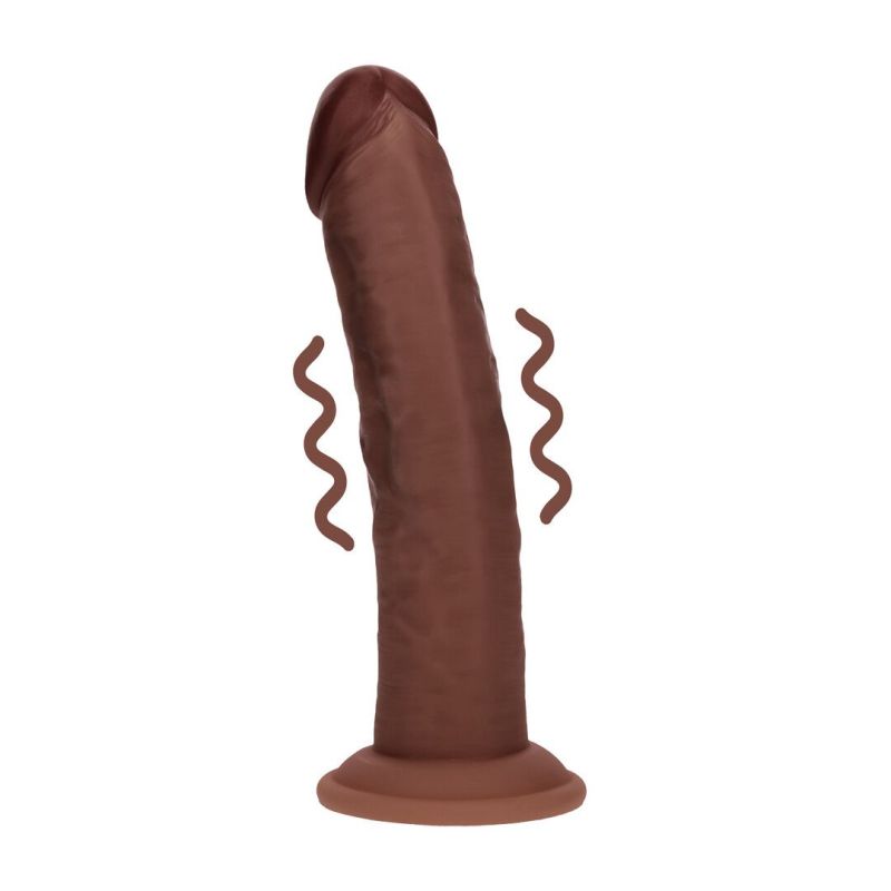 Gode Réaliste Vibrant Courbé Double Densité avec Ventouse – 20,3 cm – Marron
