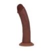 Gode Réaliste Vibrant Courbé Double Densité avec Ventouse – 20,3 cm – Marron