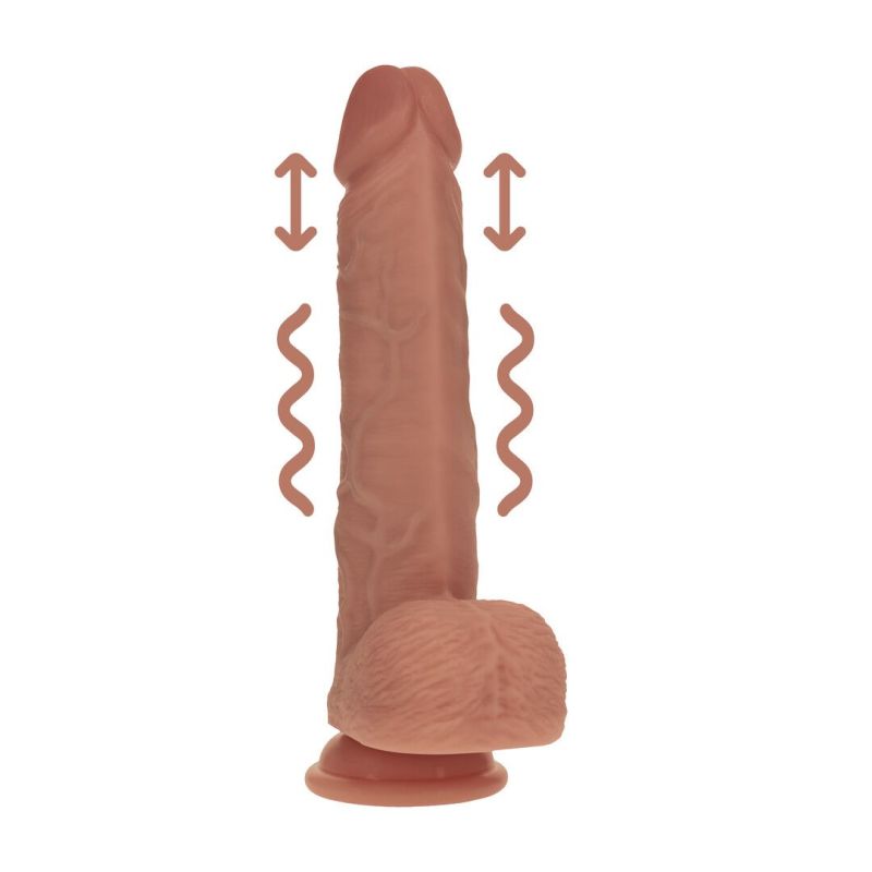 Gode Réaliste Vibrant Va-et-Vient Double Densité avec Testicules – 20,3 cm – Beige Gode Réaliste Vibrant Va-et-Vient Double Densité avec Testicules – 20,3 cm – Beige