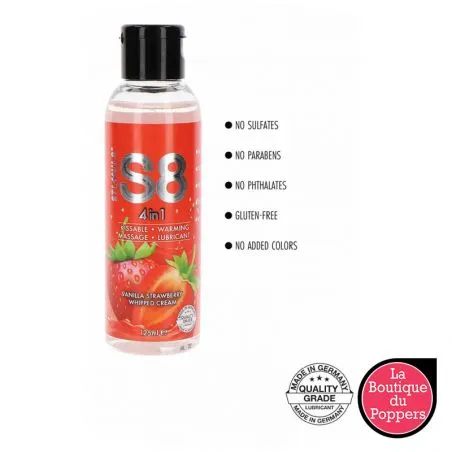 Lubrifiant Comestible Fraise-Vanille 4in1 S8 125mL